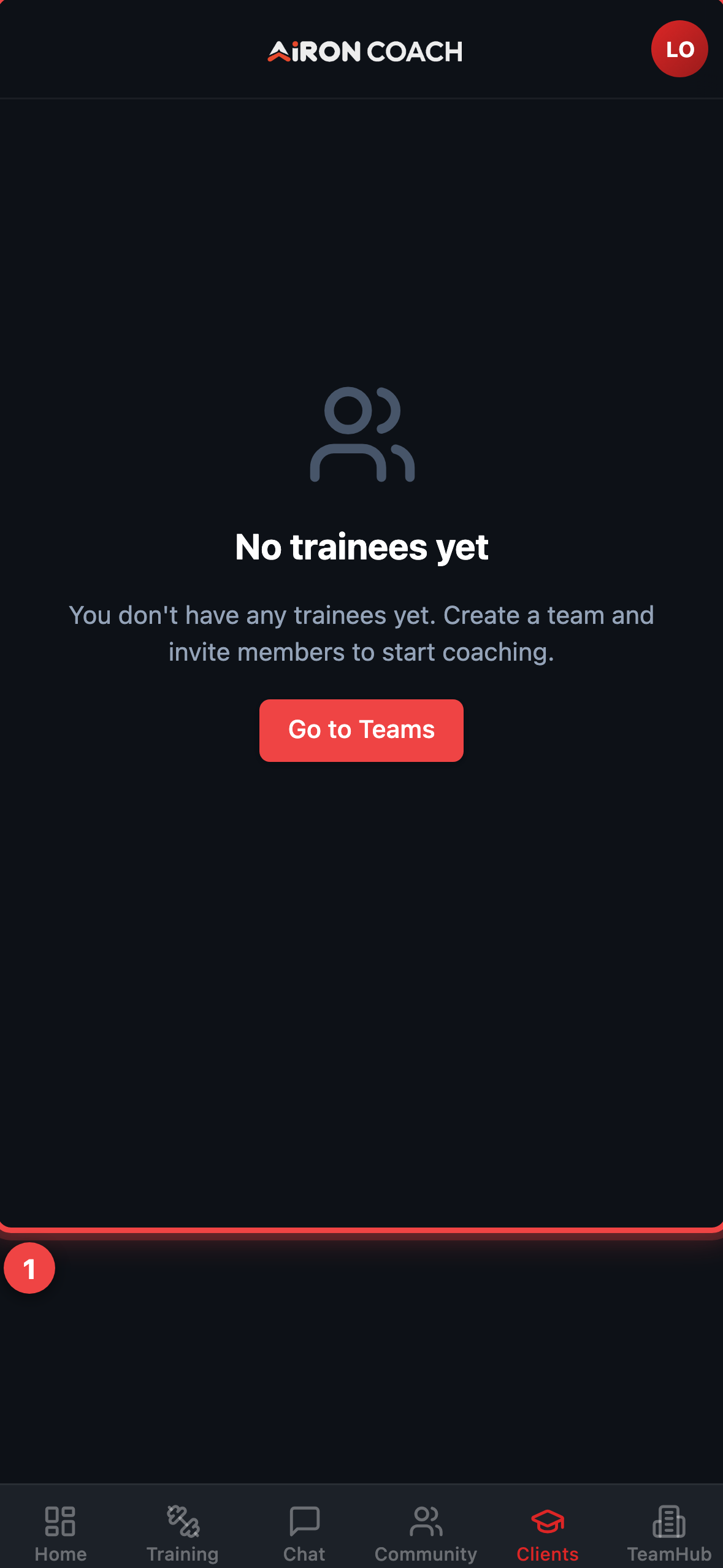 Clients / trainees list for a coach.